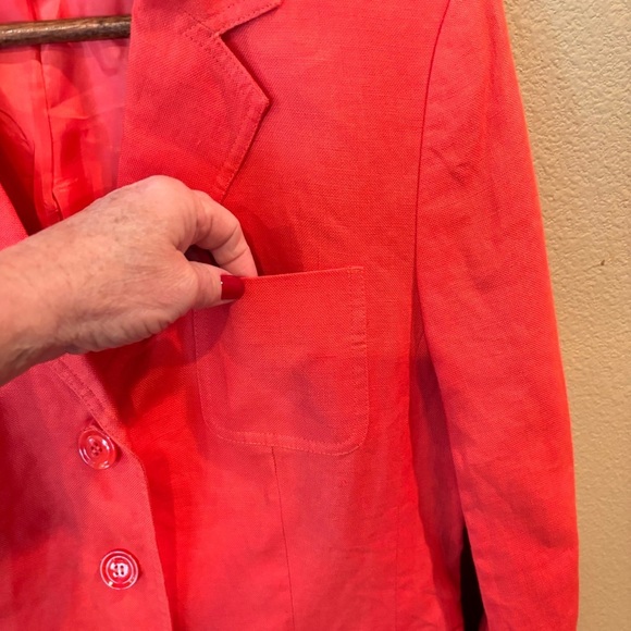 Vintage Talbots Irish Linen Blazer in Orange, size 8, Classic Staple Unique - Picture 4 of 12